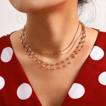 Fashion Rhinestone Inlaid Multi-layer Tassel Necklace