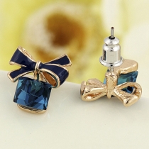 Fashion Rhinestone Spliced Bow-knot Stud Earrings