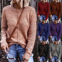 Simple Style Long Sleeve Round Neck Sweater