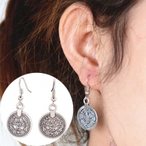 Retro Style Coin Pendant Stud Earrings