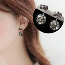 Sweet Style Rhinestone Inlaid Bow-know Shaped Stud Earrings