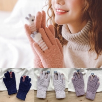 Cute Cartoon Pattern Contrast Color Knit Gloves