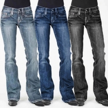 Fashion Middle-waist Slim Fit Jeans