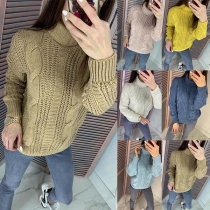 Fashion Solid Color Long Sleeve Turtleneck Sweater