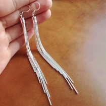 Fashion Silver-tone Long Tassel Earrings