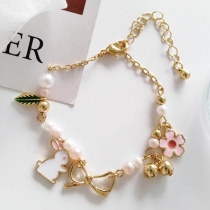 Cute Style Rabbit Flower Pendant Bracelet