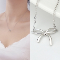 Fashion Bow-knot Pendant Silver-tone Necklace