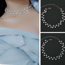 Fashion Imitation Pearl Inlaid Choker Necklace