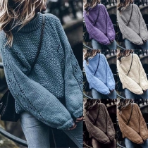 Fashion Solid Color Long Sleeve Round Neck Loose Sweater