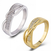 Fashion Rhinestone Inlaid Twised Ring