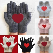 Fashion Heart Pattern Knit Gloves