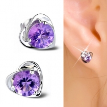 Fashion Rhinestone Inlaid Heart Shaped Stud Earrings