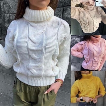 Fashion Solid Color Long Sleeve Turtleneck Sweater