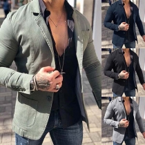 Fashion Solid Color Long Sleeve Slim Fit Man's Suit Jacket