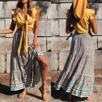 Fashion High Waist Printed Maxi Skirt