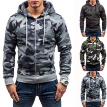 Fashion Camouflage Printed Long Sleeve Hooded Man's Sweatshirt Coat