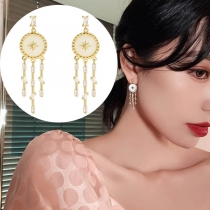 Fashion Rhinestone Inlaid Tassel Pendant Earrings