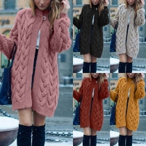 Fashion Solid Color Long Sleeve Loose Thin Knit Cardigan