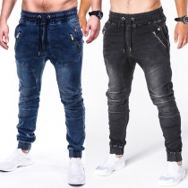 Fashion Elastic Waist Man's Jeans