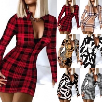 Fashion Long Sleeve Round Neck Slim Fit Printed Dress