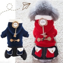 Fashion Solid Color Hooded Plush Lining Coat for Pets