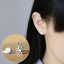 Chic Style Bird Leaf Shaped Asymmetric Stud Earrings