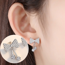 Sweet Style Rhinestone Inlaid Bow-knot Shaped Stud Earrings