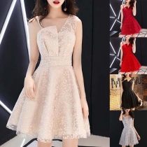 Sexy One-shoulder Sleeveless High Waist Lace Party Dress