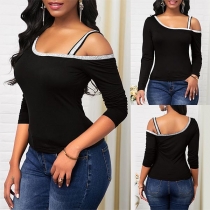 Sexy Off-shoulder Long Sleeve Slim Fit T-shirt