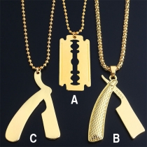 Chic Style Razor Pendant Gold-tone Necklace
