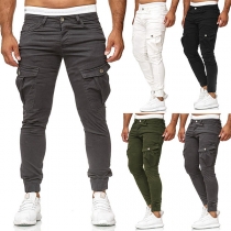 Fashion Solid Color Side-pocket Man's Casual Pants