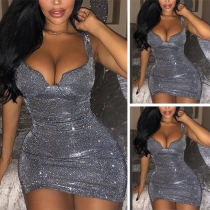 Sexy Deep V-neck Slim Fit Sling Party Dress