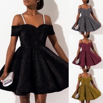 Sexy Off-shoulder High Waist Short Sleeve Sling Dress