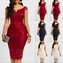 Sexy Off-shoulder Boat Neck High Waist Slim Fit Lace Dress