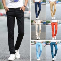 Fashion Solid Color Middle Waist Man's Casual Pants