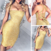 Sexy Lace-up Backless Slim Fit Sling Dress