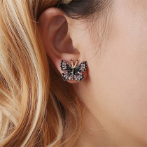 Fresh Style Rhinestone Inlaid Butterfly Shaped Stud Earrings