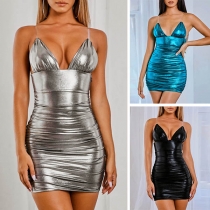 Sexy Backless Deep V-neck Slim Fit Sling Dress