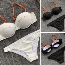 Sexy Low-waist Solid Color Bikini Set