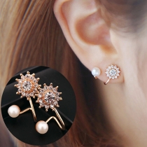 Fashion Bead  Rhinestone Inlaid Alloy Stud Earrings