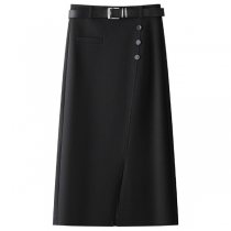 OL Style Solid Color High Waist Slim Fit Pencil Skirt