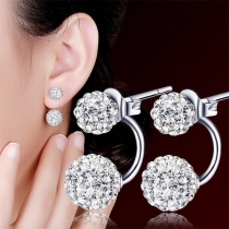 Fashion Rhinestone Inlaid Ball Shaped Stud Earrings