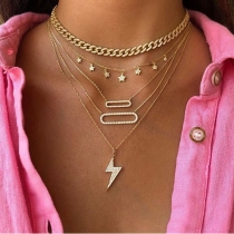 Fashion Star Lightning Pendant Multi-layer Necklace