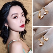 Sweet Style Rhinestone Inlaid Butterfly Shaped Stud Earrings