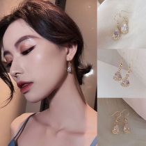 Fashion Rhinestone Inlaid Water-drop Shape Pendant Earrings