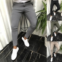 Fashion Solid Color Middle-waist Man's Casual Pants