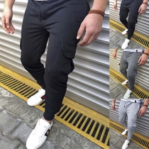 Fashion Solid Color Side-pocket Man's Sports Pants