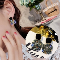 Fashion Colorful Rhinestone Inlaid Stud Earrings