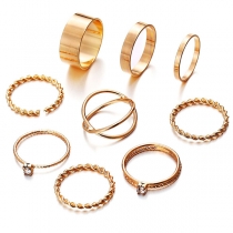 Simple Style Gold/Silver-tone Alloy Ring Set 9 pcs/Set