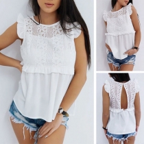 Sexy Backless Sleeveless Lace Spliced Top